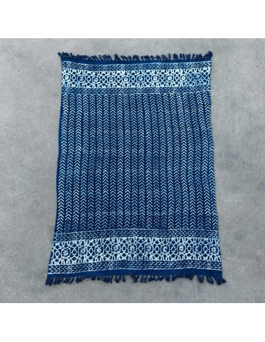 Plaid indigo fait main 170×120 cm - Flèches Seedha
