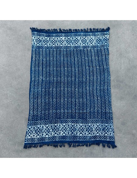 Plaid indigo fait main 170×120 cm - Flèches Seedha