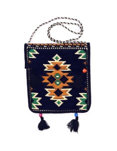 Sac bandoulière de festival Kilim – Bleu marine foncé