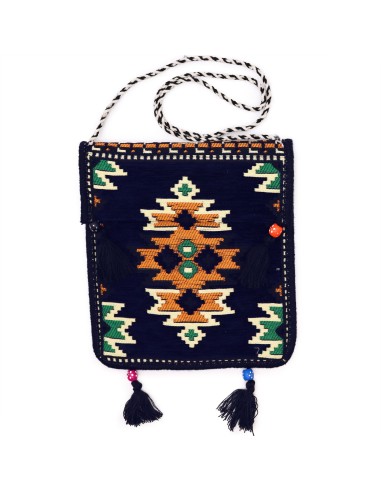Sac bandoulière de festival Kilim – Bleu marine foncé