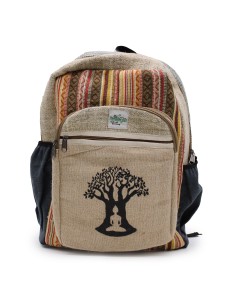 Grand sac à dos en chanvre – Motif Arbre de Bodhi
