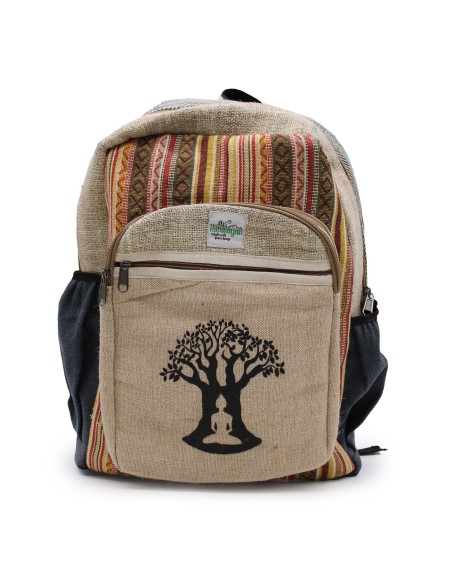 Grand sac à dos en chanvre – Motif Arbre de Bodhi