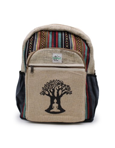 Grand sac à dos en chanvre – Motif Arbre de Bodhi