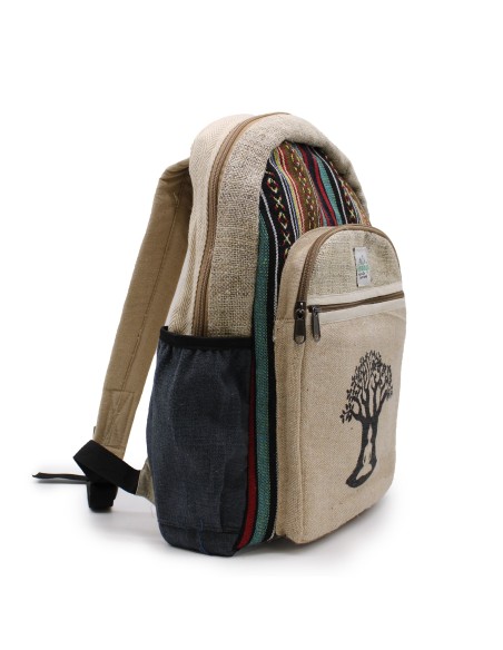 Grand sac à dos en chanvre – Motif Arbre de Bodhi