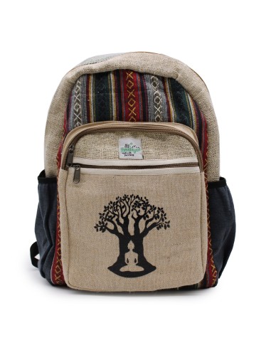 Grand sac à dos en chanvre – Motif Arbre de Bodhi