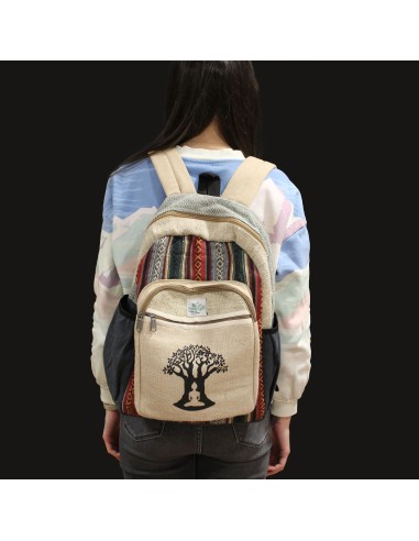 Grand sac à dos en chanvre – Motif Arbre de Bodhi