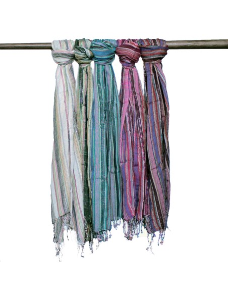 Écharpes bohèmes indiennes – Fils dorés (couleurs assorties)