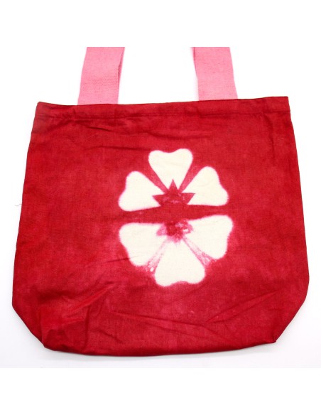 Sac cabas tie?dye fleur – Grenat & rose