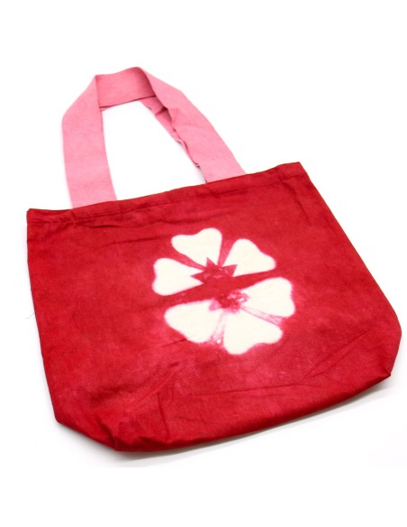 Sac cabas tie?dye fleur – Grenat & rose