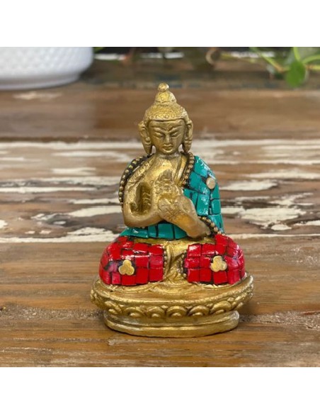 Statue Buda en laiton - Mains levées 7,5 cm