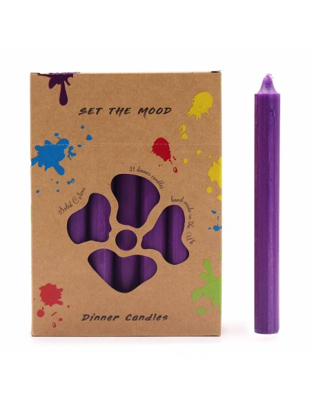 Lot de bougies de table – Violet rustique (21 pièces)