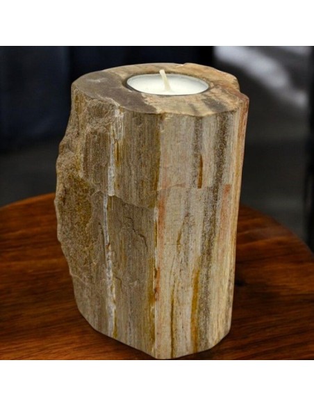Photophore en bois pétrifié – Colonne