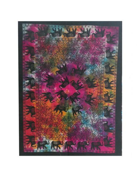Tapisserie murale coton - Mandala éléphant 78×112 cm