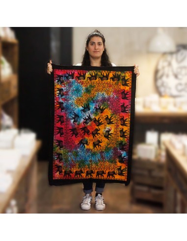 Tapisserie murale coton - Mandala éléphant 78×112 cm
