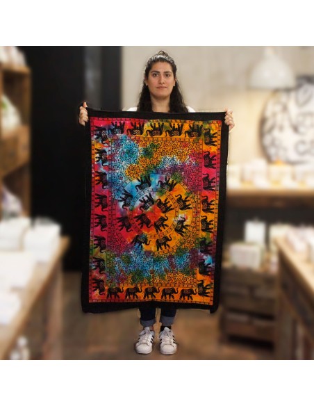 Tapisserie murale coton - Mandala éléphant 78×112 cm