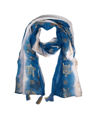 Foulard d’été Nomad Sari – Tortues bleues dorées