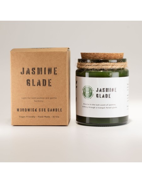 Bougie soja Woodwick Greenman – Clair de jasmin