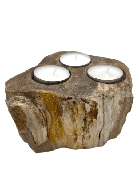 Photophore en bois pétrifié – Triple