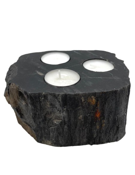 Photophore en bois pétrifié – Triple
