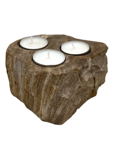Photophore en bois pétrifié – Triple