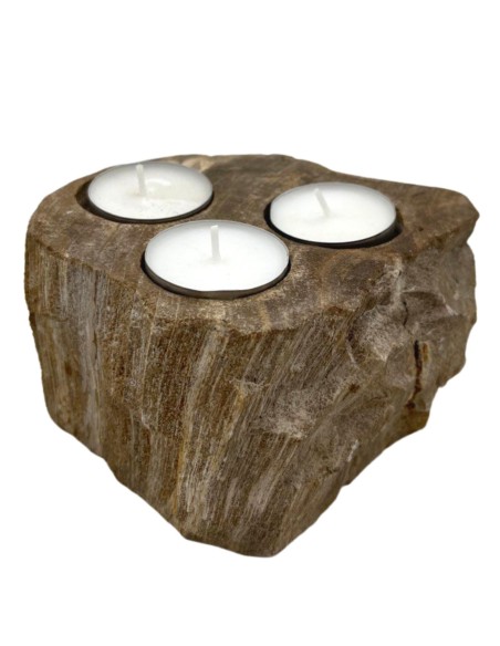 Photophore en bois pétrifié – Triple