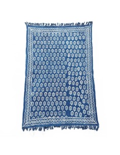 Plaid indigo fait main - Fleur Chhota 170×120 cm