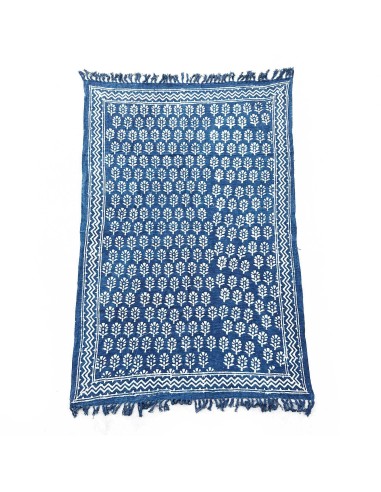 Plaid indigo fait main - Fleur Chhota 170×120 cm