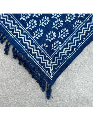 Plaid indigo fait main - Fleur Chhota 170×120 cm