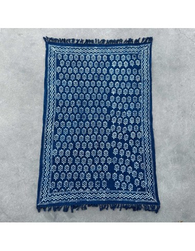 Plaid indigo fait main - Fleur Chhota 170×120 cm