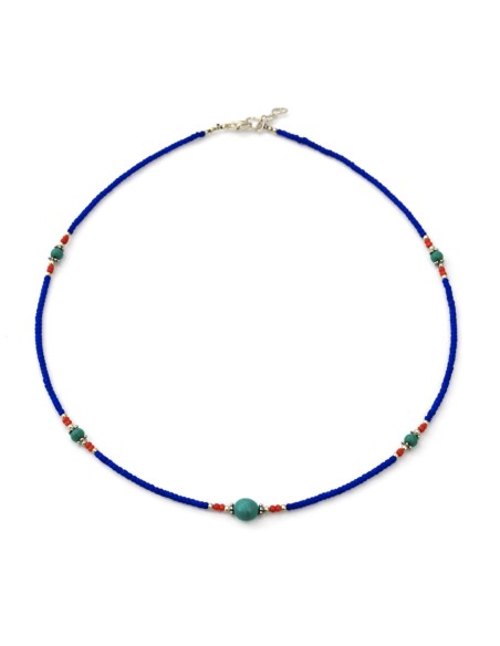 Collier népalais Arbre de Vie – Onyx bleu