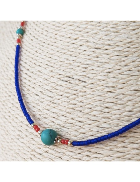 Collier népalais Arbre de Vie – Onyx bleu