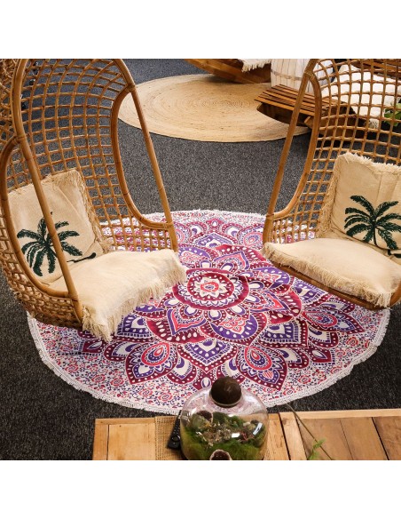Grande mandala ronde 180 cm - Rose & Violet