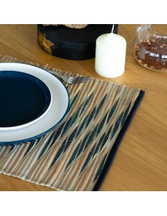 Set de table jacinthe d'eau naturel - Ondes bleues 47×35 cm