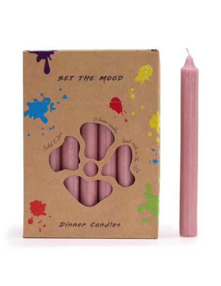 Lot de bougies de table – Rose rustique (21 pièces)