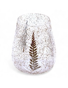 Photophore en verre floral naturel – Grand bol pin