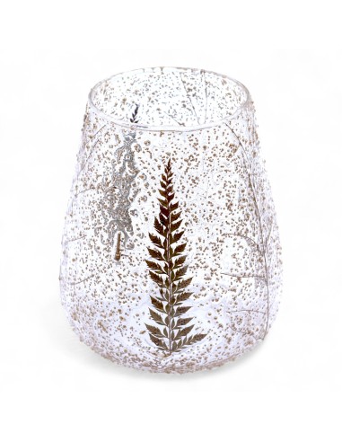 Photophore en verre floral naturel – Grand bol pin