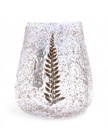 Photophore en verre floral naturel – Grand bol pin