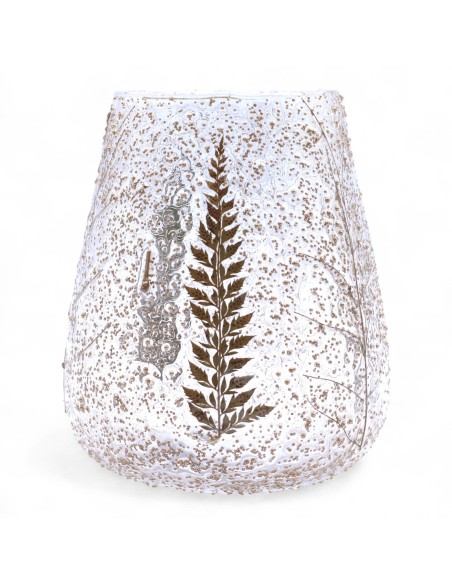 Photophore en verre floral naturel – Grand bol pin