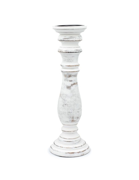 Grand chandelier classique en bois – Blanc