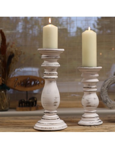 Grand chandelier classique en bois – Blanc