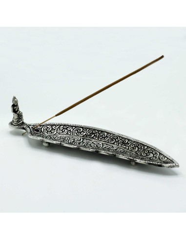 Porte-encens Bouddha long – Aluminium poli brillant