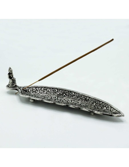 Porte-encens Bouddha long – Aluminium poli brillant