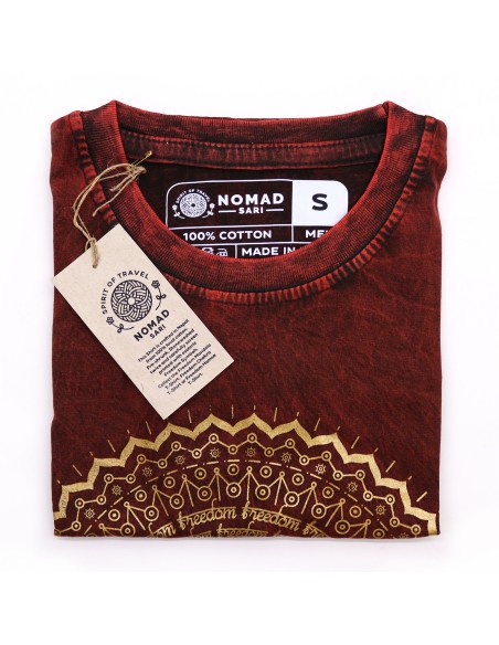 T?shirt Nomad Sari – Mandala grenat (taille S)