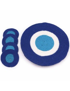 Set dessous de verre et sets de table en corde de jute - Œil protecteur (4+4)