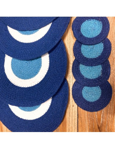 Set dessous de verre et sets de table en corde de jute - Œil protecteur (4+4)