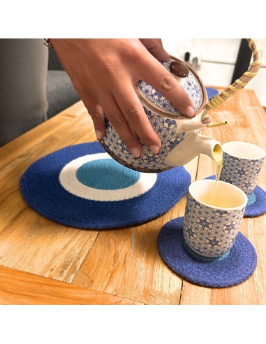 Set dessous de verre et sets de table en corde de jute - Œil protecteur (4+4)