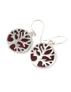 Boucles d’oreilles Arbre de Vie en argent – Corail lumineux