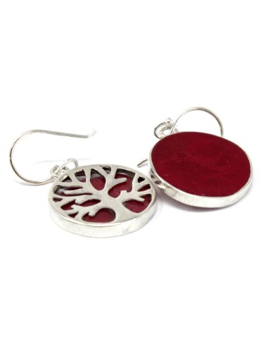 Boucles d’oreilles Arbre de Vie en argent – Corail lumineux