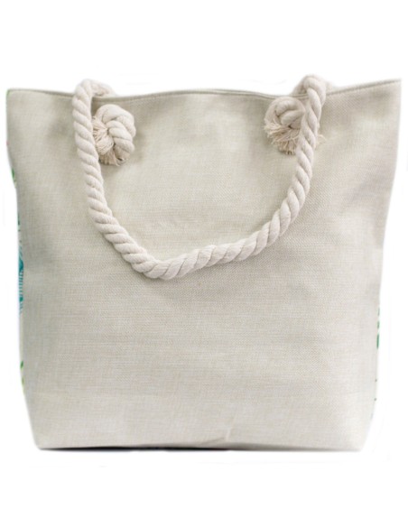 Sac shopper à anses en corde – Flamant rose lagon