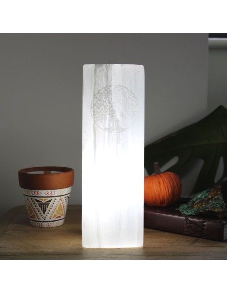Lampe bloc de sélénite – Arbre de Vie